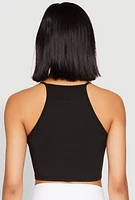 Womens Daisy High Neck Cropped Tank Top,