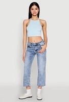 Womens Daisy High Neck Cropped Tank Top,