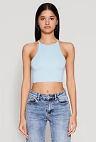 Womens Daisy High Neck Cropped Tank Top,