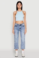 Womens Daisy High Neck Cropped Tank Top,