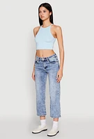 Womens Daisy High Neck Cropped Tank Top,