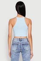 Womens Daisy High Neck Cropped Tank Top,