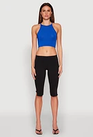 Womens Daisy High Neck Cropped Tank Top,