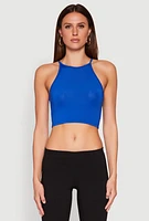 Womens Daisy High Neck Cropped Tank Top,