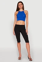 Womens Daisy High Neck Cropped Tank Top,