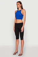 Womens Daisy High Neck Cropped Tank Top,