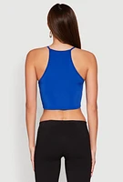 Womens Daisy High Neck Cropped Tank Top,