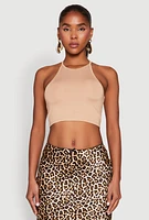 Womens Daisy High Neck Cropped Tank Top,