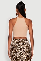 Womens Daisy High Neck Cropped Tank Top,