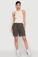 Womens Seamless Rib Knit Crew Neck Tank Top,