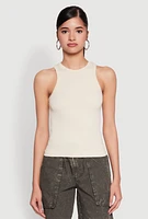 Womens Seamless Rib Knit Crew Neck Tank Top,
