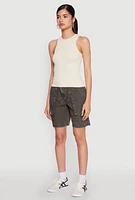 Womens Seamless Rib Knit Crew Neck Tank Top,