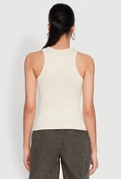 Womens Seamless Rib Knit Crew Neck Tank Top,