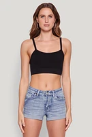 Womens Seamless Ribbed Knit Cropped Cami, L