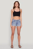Womens Seamless Ribbed Knit Cropped Cami, L