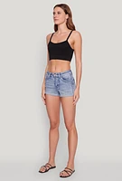Womens Seamless Ribbed Knit Cropped Cami, L