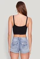 Womens Seamless Ribbed Knit Cropped Cami, L