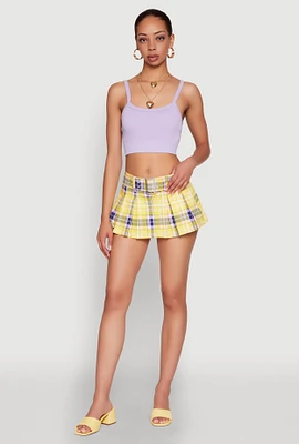 Womens Seamless Ribbed Knit Cropped Cami,