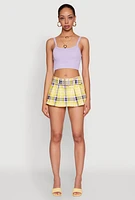 Womens Seamless Ribbed Knit Cropped Cami, Purple, Size XL