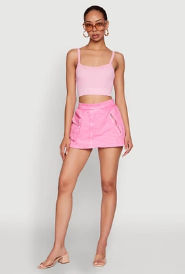 Womens Seamless Ribbed Knit Cropped Cami,