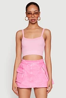 Womens Seamless Ribbed Knit Cropped Cami,