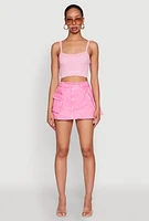 Womens Seamless Ribbed Knit Cropped Cami,