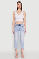 Womens Seamless Laser Cut Cropped Tank Top, White, Size XL