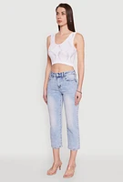 Womens Seamless Laser Cut Cropped Tank Top, White, Size XL