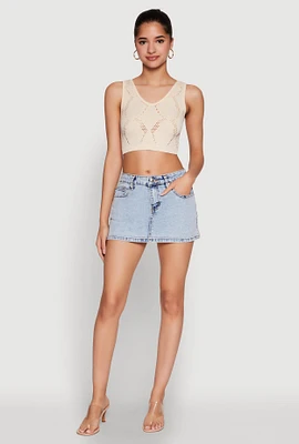 Womens Seamless Laser Cut Cropped Tank Top,