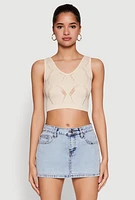 Womens Seamless Laser Cut Cropped Tank Top,
