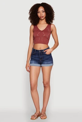 Womens Seamless Laser Cut Cropped Tank Top,