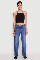 Womens Seamless Laser Cut Cropped Halter Top, Black, Size S
