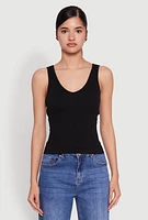 Womens Seamless Ribbed Knit V Neck Tank Top,
