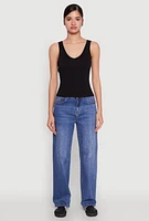 Womens Seamless Ribbed Knit V Neck Tank Top,