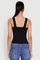 Womens Seamless Ribbed Knit V Neck Tank Top,