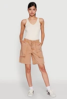 Womens Seamless Ribbed Knit V Neck Tank Top,