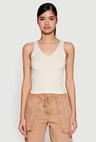 Womens Seamless Ribbed Knit V Neck Tank Top,