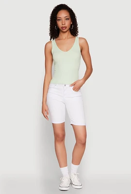 Womens Seamless Ribbed Knit V Neck Tank Top,