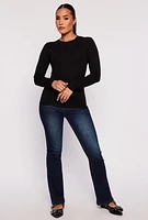 Womens Basic High Neck Long Sleeve Tee,