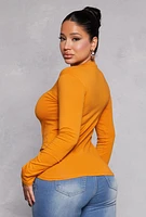 Womens Long Sleeve V Neck Basic Tee, Yellow, Size S
