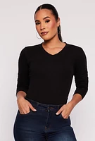 Womens V Neck Long Sleeve Tee,