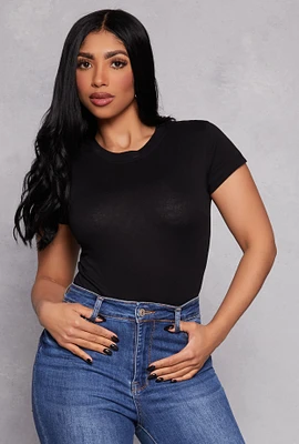 Womens Basic Short Sleeve Tee, Black,