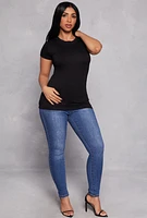 Womens Basic Short Sleeve Tee, Black,