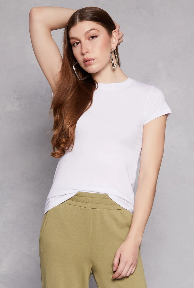 Womens Basic Short Sleeve Tee, White, Size S-M