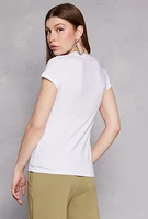 Womens Basic Short Sleeve Tee, White, Size S-M