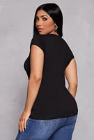 Womens Short Sleeve Scoop Neck T Shirt, Black,