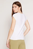 Womens Short Sleeve Scoop Neck T Shirt, White,