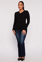 Womens V Neck Long Sleeve T Shirt,