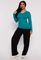 Womens V Neck Long Sleeve T Shirt,