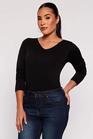 Womens Fleece Lined Seamless Long Sleeve Top, Black